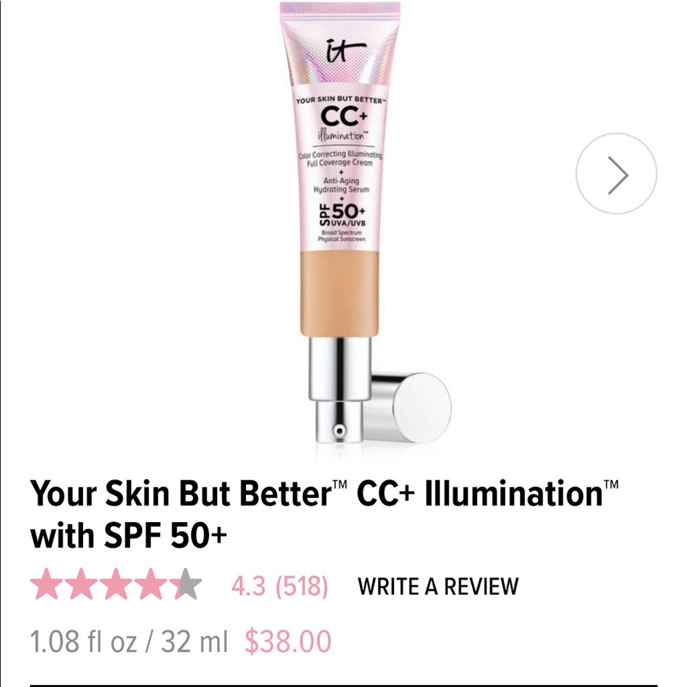 NIB It Cosmetics I CC+ illumination SPF 50+